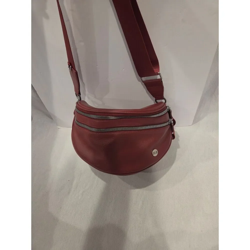 Iris & Rainbow Red Burgundy Vegan Leather Crossbody Bag Sling Bag
